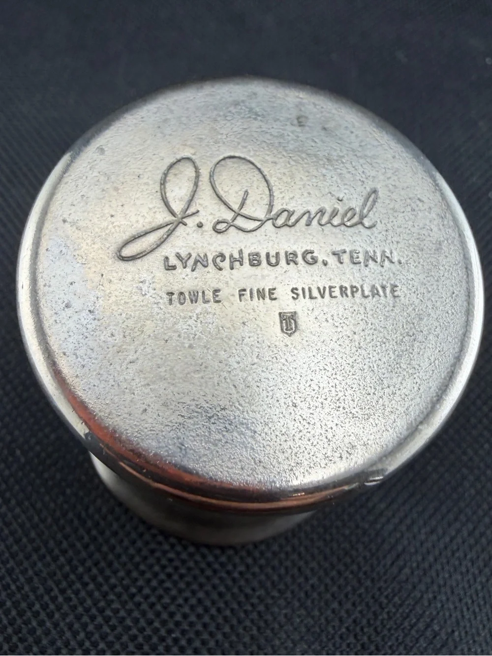 Vintage Jack Daniels Towle Silverplate Small Jigger Shot Glass Measure 1.75”